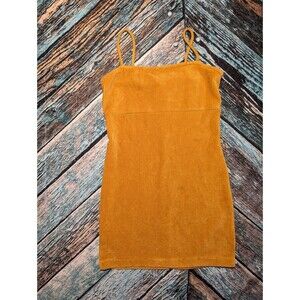 Wild fable Size Medium Mustard Yellow Velvet thick ribbed corduroy mini dress